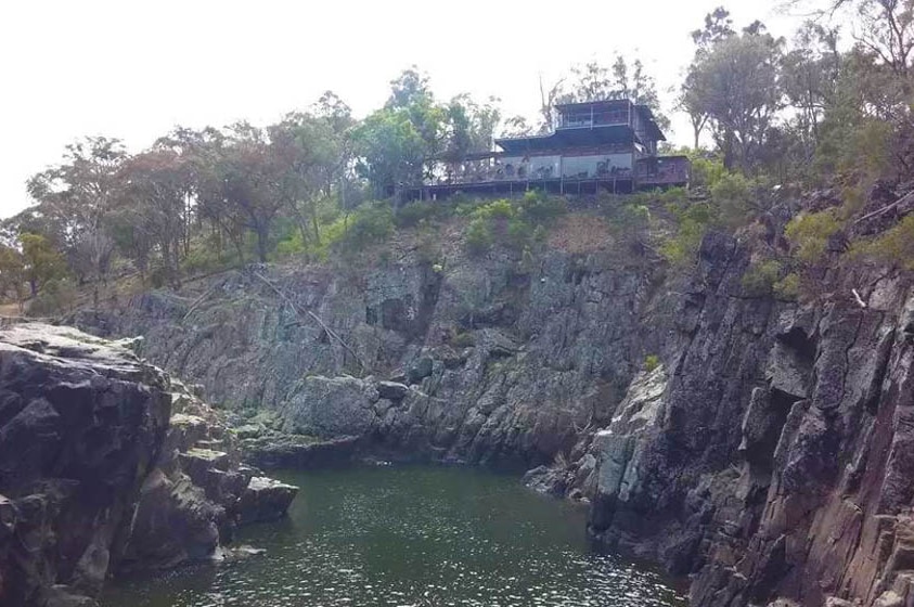 The completed restaurant on the hill.