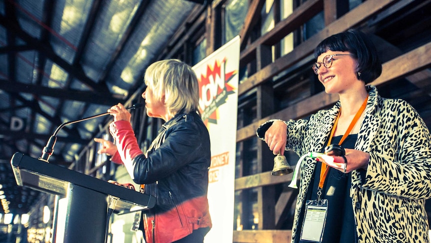 Women speaking at the Women of the World festival.