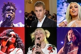 Six men and women, all nominated for Grammy awards, performing 