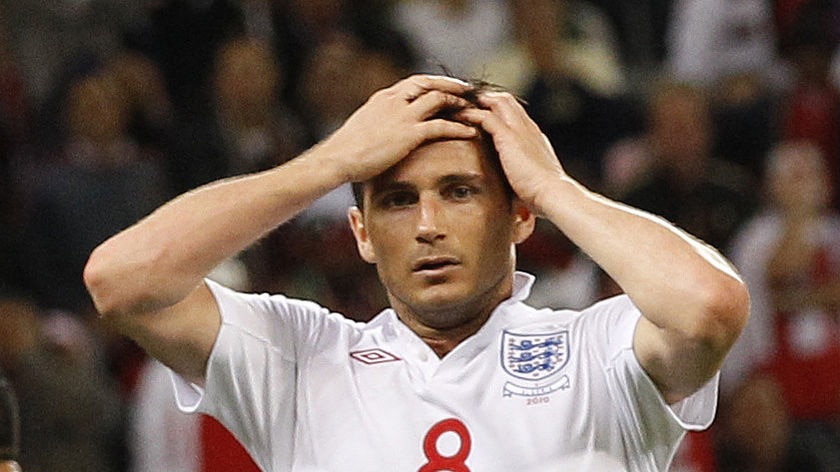 Missed chance: England midfielder Frank Lampard sees an effort go astray in Cape Town.
