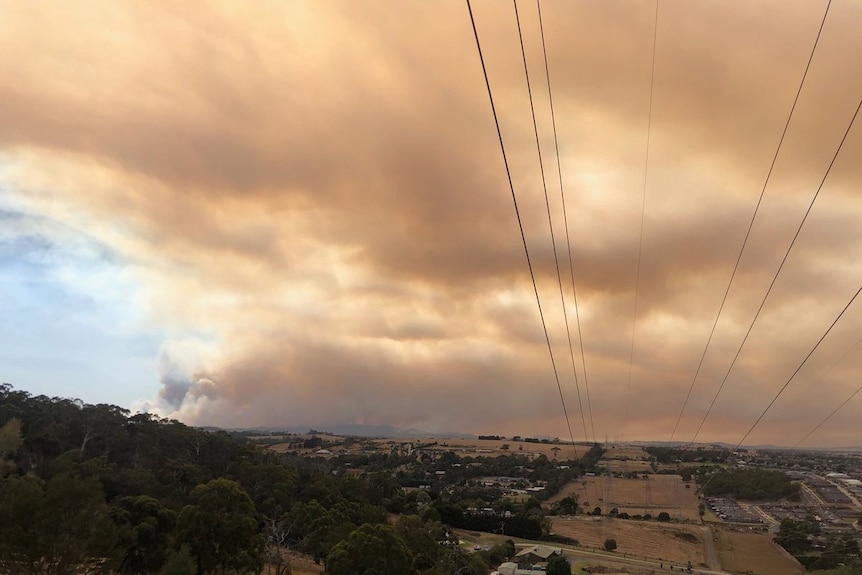 Smoke over Pakenham from the Bunyip State Park fires.
