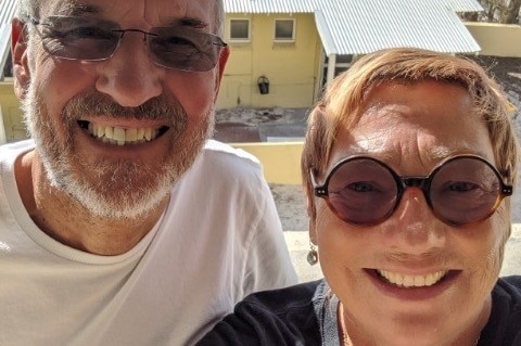 Bob Lloyd and Peta Semmens in quarantine on Rottnest Island