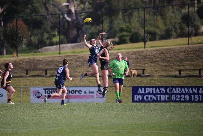 Launceston ruck Abbey Green goes for the ball.