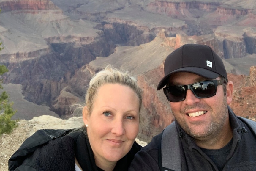Angela and fiancee Tony Wallace at the grand canyon.