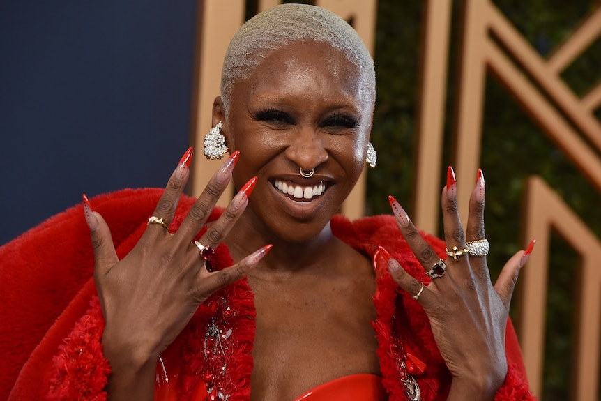 Cynthia Erivo arrives at the 28th annual Screen Actors Guild Awards at the Barker Hangar on Sunday, Feb. 27, 2022.