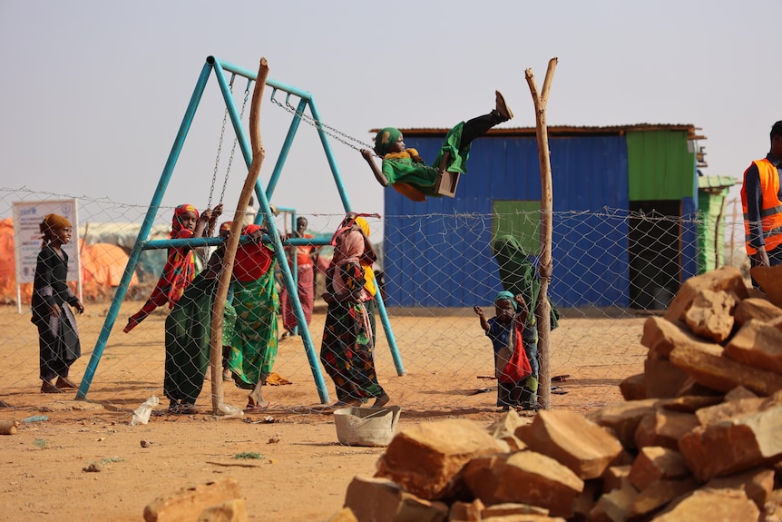 Children on the swings.