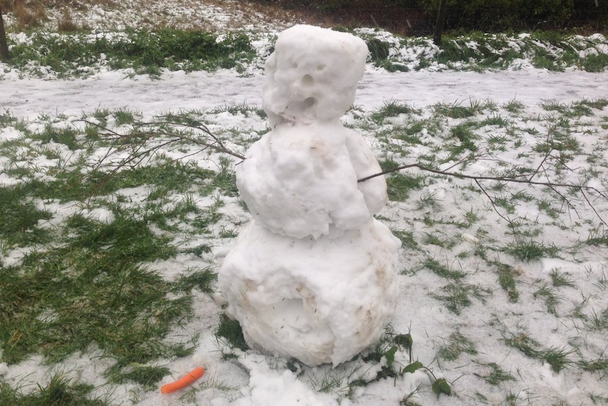 A snowman is built in Colac