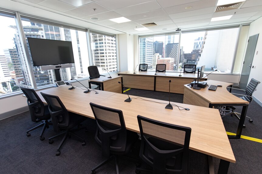 Boardroom in high-rise building