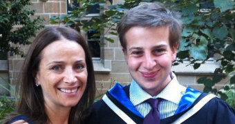 Elly Symons with her son Samuel on his graduation day from the University of Melbourne.