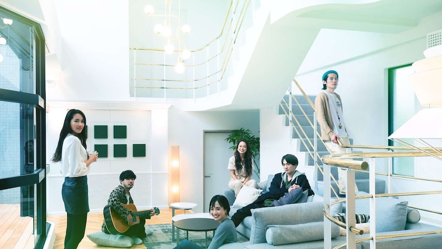 A group of young Japanese people in a nice house in the reality tv show Terrace House