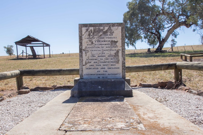 A grave that has the inscription To Native courage  honesty and fidelity Yuranigh