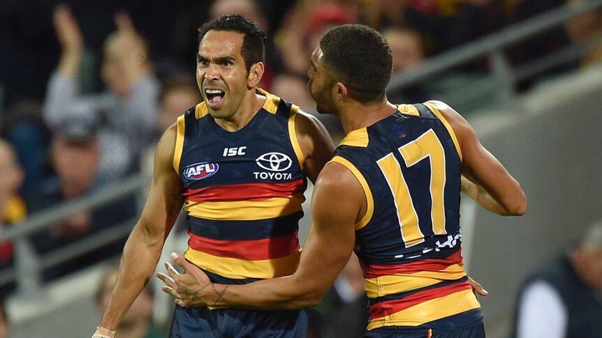 Eddie Betts roars as the Crows beat the Bombers