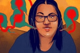Illustration of a young Aboriginal woman wearing glasses and smiling