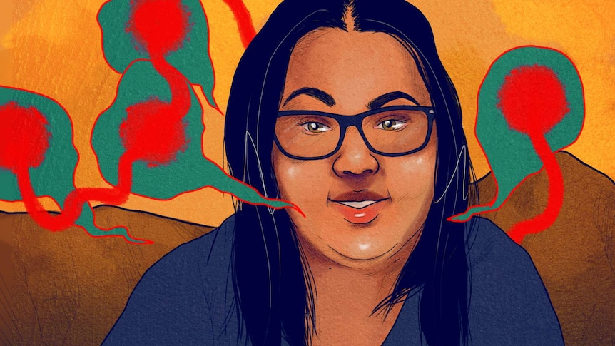 Illustration of a young Aboriginal woman wearing glasses and smiling