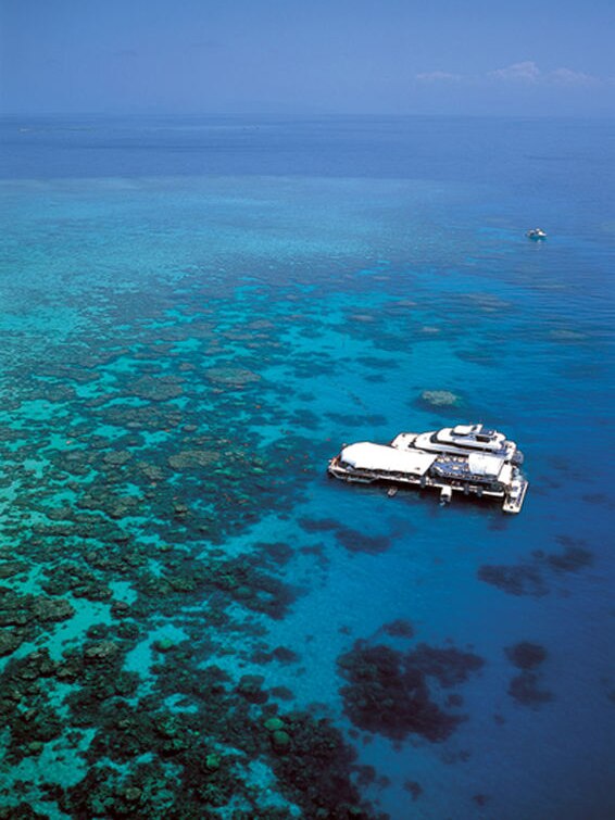 An aerial shot of the Great Barrier Reef