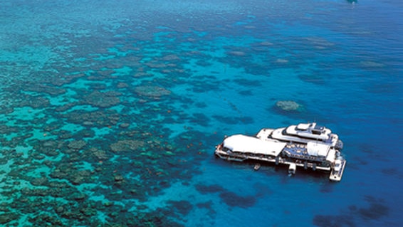 An aerial shot of the Great Barrier Reef