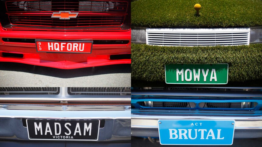 A composite image of car number plates seen at the Summernats festival in Canberra.