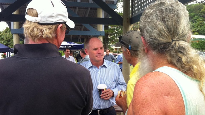 LNP Leader, Campbell Newman, on the campaign trail at Burleigh Heads.