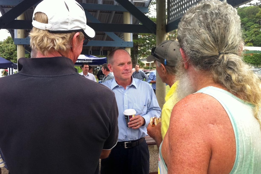 LNP Leader, Campbell Newman, on the campaign trail at Burleigh Heads.