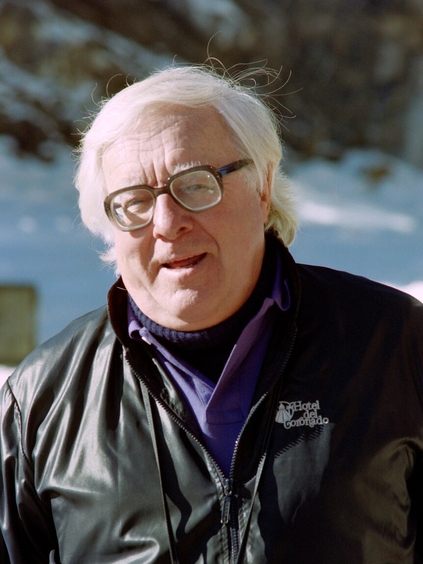 Science fiction writer Ray Bradbury relaxes between interviews.