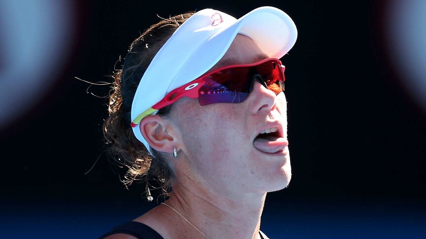 Sam Stosur is hampered by a calf injury