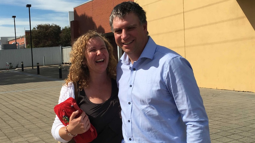 Dairy farmers Helen and Mark Tyler outside court