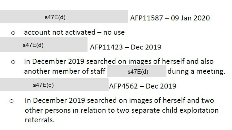 A screenshot from a form in which the AFP details when Clearview AI was used.