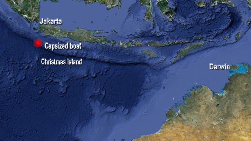 Map of approximate location of a capsized boat