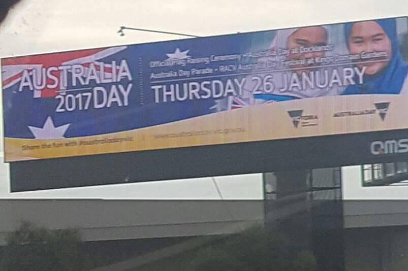 Photo of Australia Day billboard featuring women in hijabs