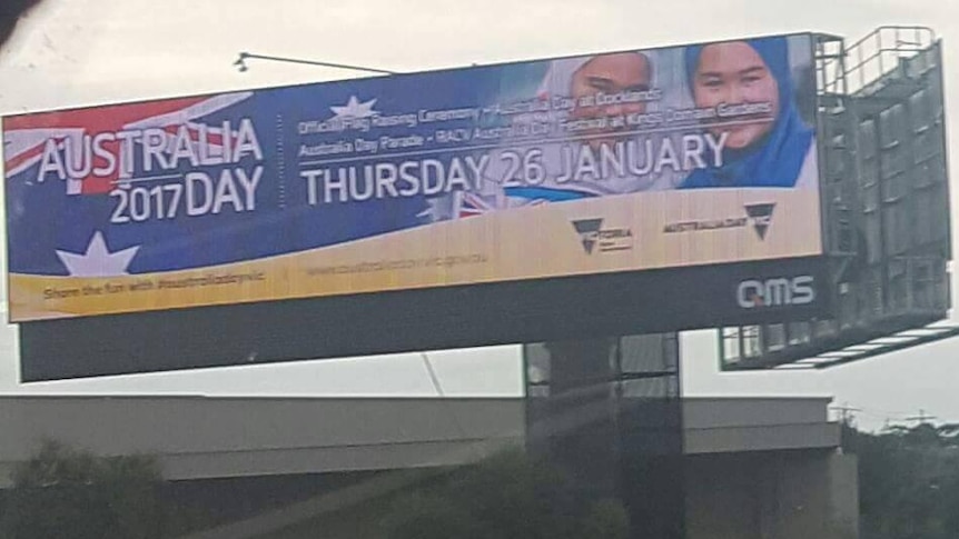 Photo of Australia Day billboard featuring women in hijabs