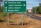 A road sign indicates the direction of Jabiru.