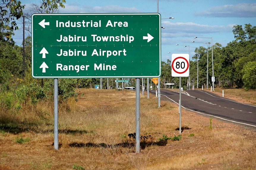 A road sign indicates the direction of Jabiru.