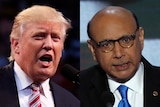 A composite image showing both Donald Trump and Khizr Khan