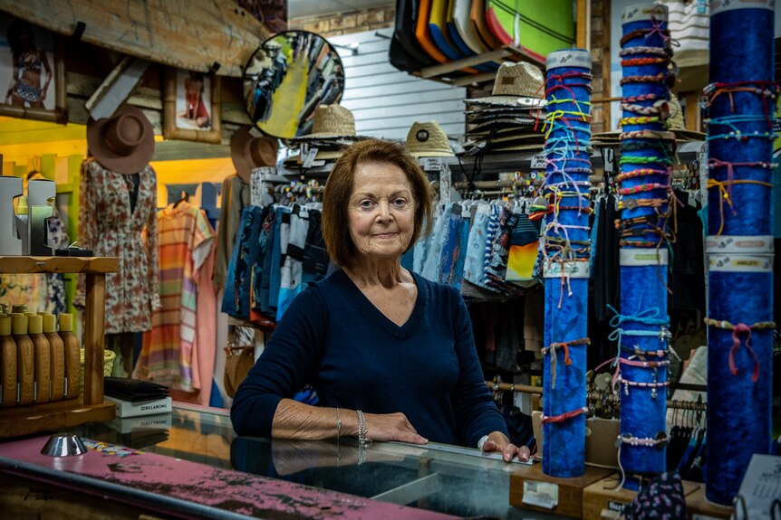 Lorna Russom inside the Mungo Road surf shop.