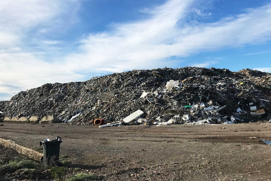 A huge mountain of rubbish at the Lara tip, south-west of Melbourne.