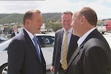 The Prime Minister Tony Abbott arrives in Hobart.