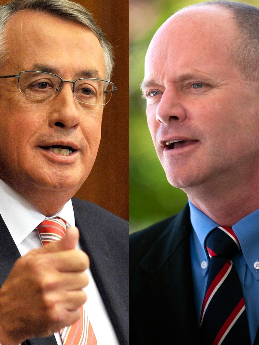 L to R Federal Treasurer Wayne Swan and Qld Premier Campbell Newman.