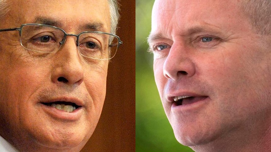 L to R Federal Treasurer Wayne Swan and Qld Premier Campbell Newman.