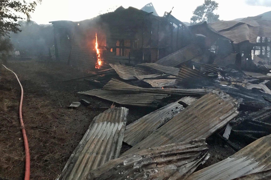 Remains of Hobart shed fire