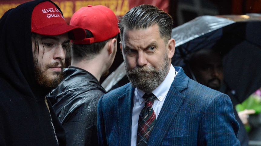 Gavin McInnes at an alt-right protest in May 2017 in New York