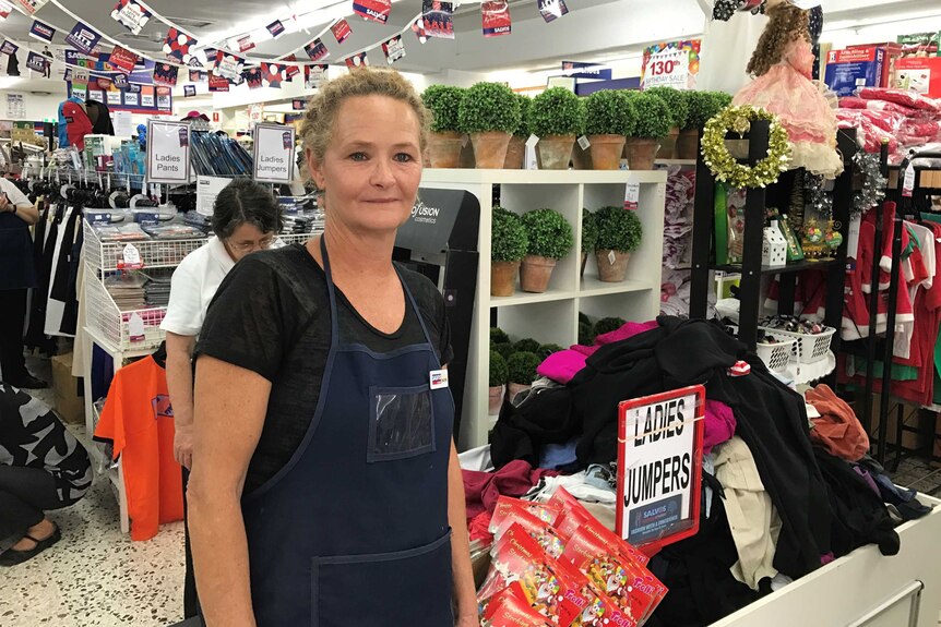 Rachel McCann in the Salvation Army store in Penrith.