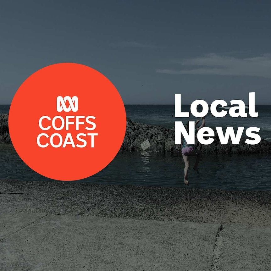A tidal pool with someone jumping in; ABC Coffs Coast and Local News superimposed over the top.