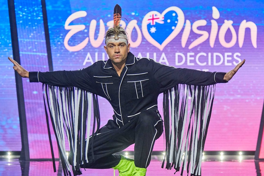 Mitch Tambo on stage at Eurovision Australia Decides.