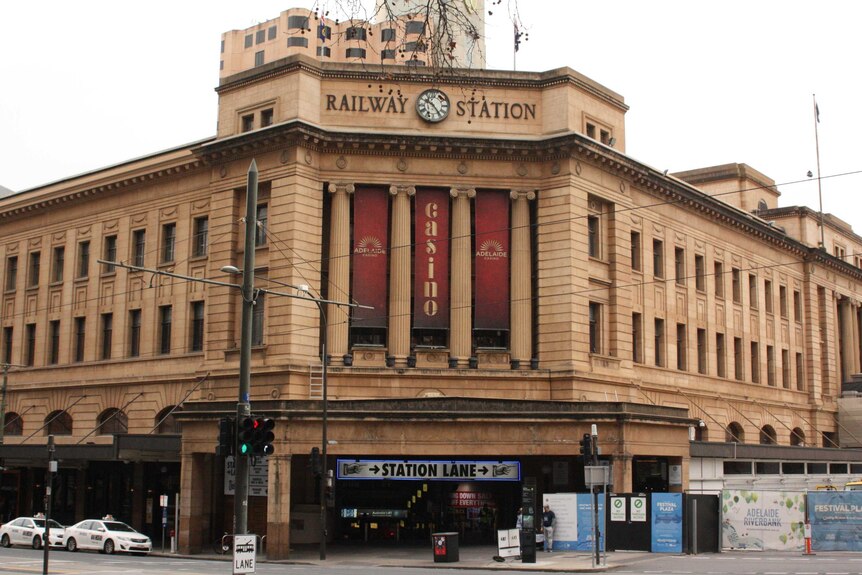 The Adelaide railway station and Adelaide Casino on North Terrace