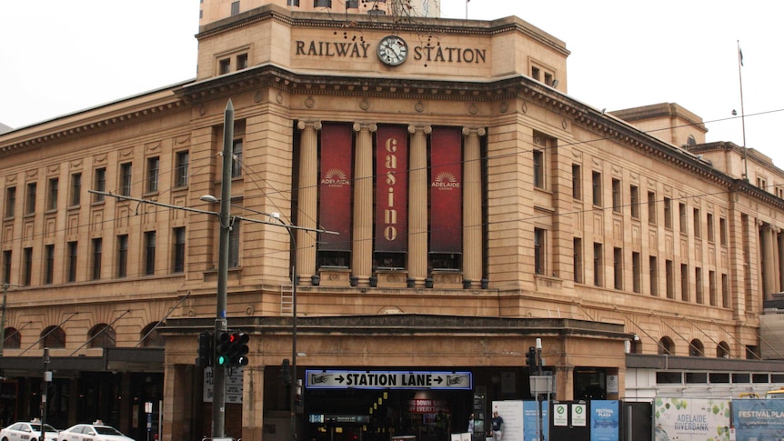 The Adelaide railway station and Adelaide Casino on North Terrace