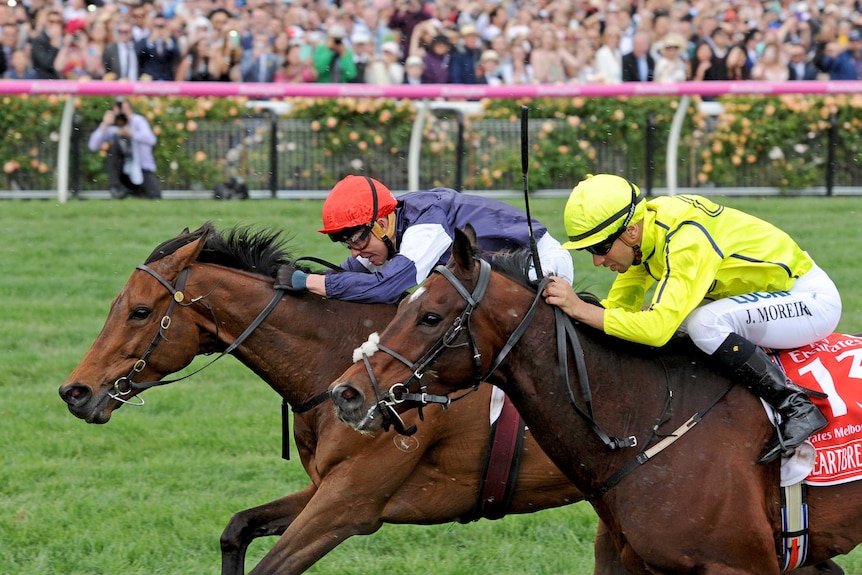 Almandin beats Heartbreak City to win Melbourne Cup