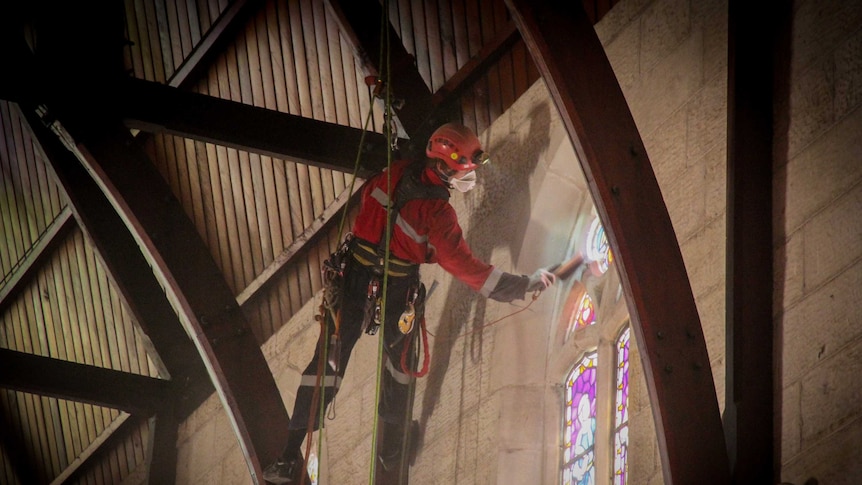 Cleaning cathedral walls