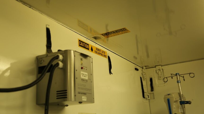 medical facilities on a wall at Guantanamo.
