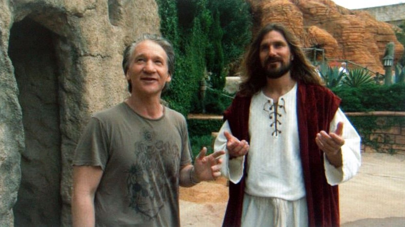 Bill Maher, left, in a scene from the movie Religulous, September 2008.