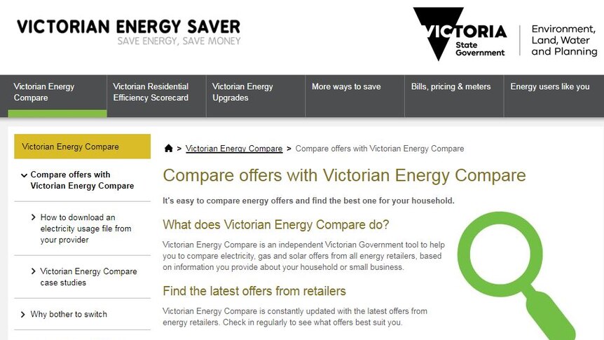 A photo of the Victorian Energy Saver website.